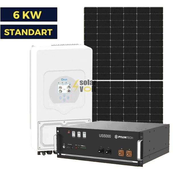 Сонячна гібридна станція на 6 кВт Standart | Deye 6 kw | LP Longi 450W 3006 фото