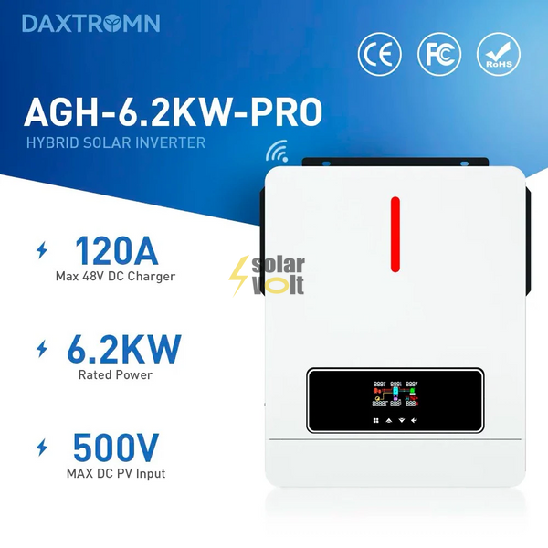 Гібридний інвертор Daxtromn AGH-6.2KW, 48 В, 120 А, 6200 Вт (безперебійник, UPS, ДБЖ) AGH-6.2KW фото