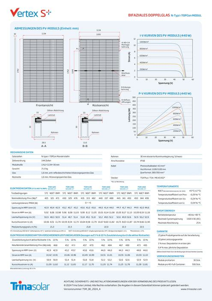 Солнечная панель Trina Vertex S+ 445W TSM-NEG9RC.27 Bifacial Glass-Glass Full Black 445w-tsm-neg9rc.27 фото