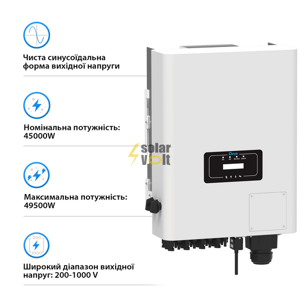 Мережевий інвертор DEYE SUN-45K-G04 45KW Трифазний SUN-45K-G04 фото